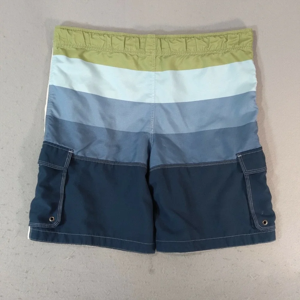 Mossimo surf board shorts swim trunks men's medium blue stripe cargo pockets